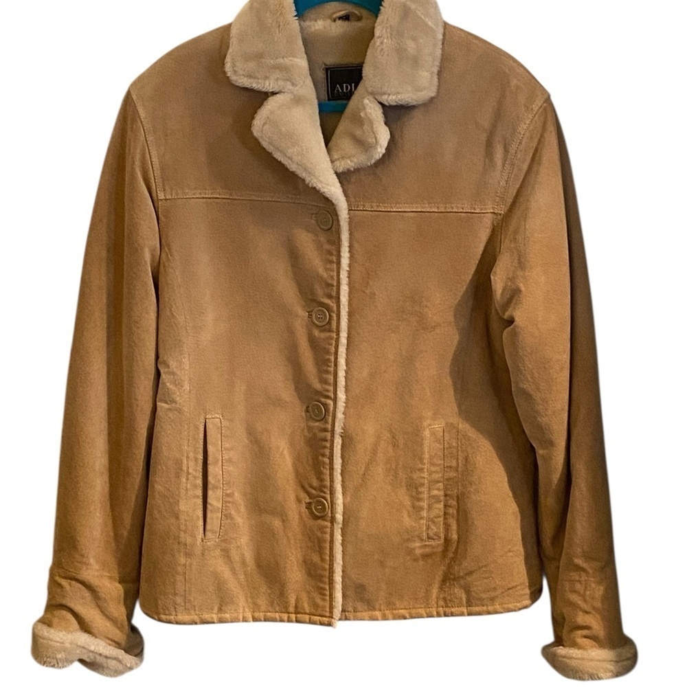 Vintage Adler Collection Suede Leather Jacket soft Faux Sherpa Fur lined Fall